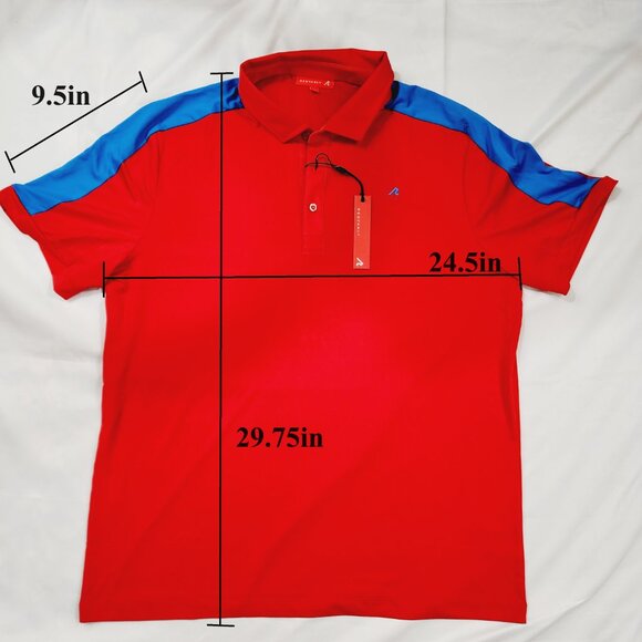 Redvanly Mens Polo Shirt XL Red Blue Golf Performance Evans Rio NWT New - Picture 7 of 7
